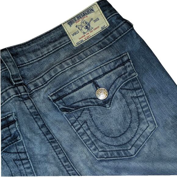 TRUE RELIGION Skinny Blue Jeans No Flap Pockets Y2K Denim Women Size 30 - Picture 5 of 9